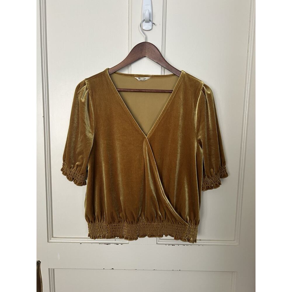Madewell Velvet Peasant Blouse Womens Size Medium Gold Cottagecore Whimsigoth